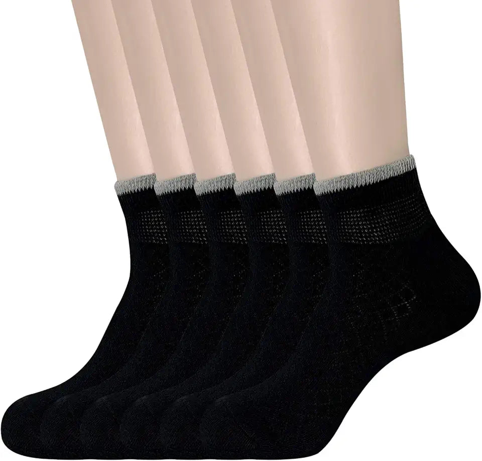 Cushioned Non-Binding Wide Top Cotton Ankle Socks 6 Pairs Y96448