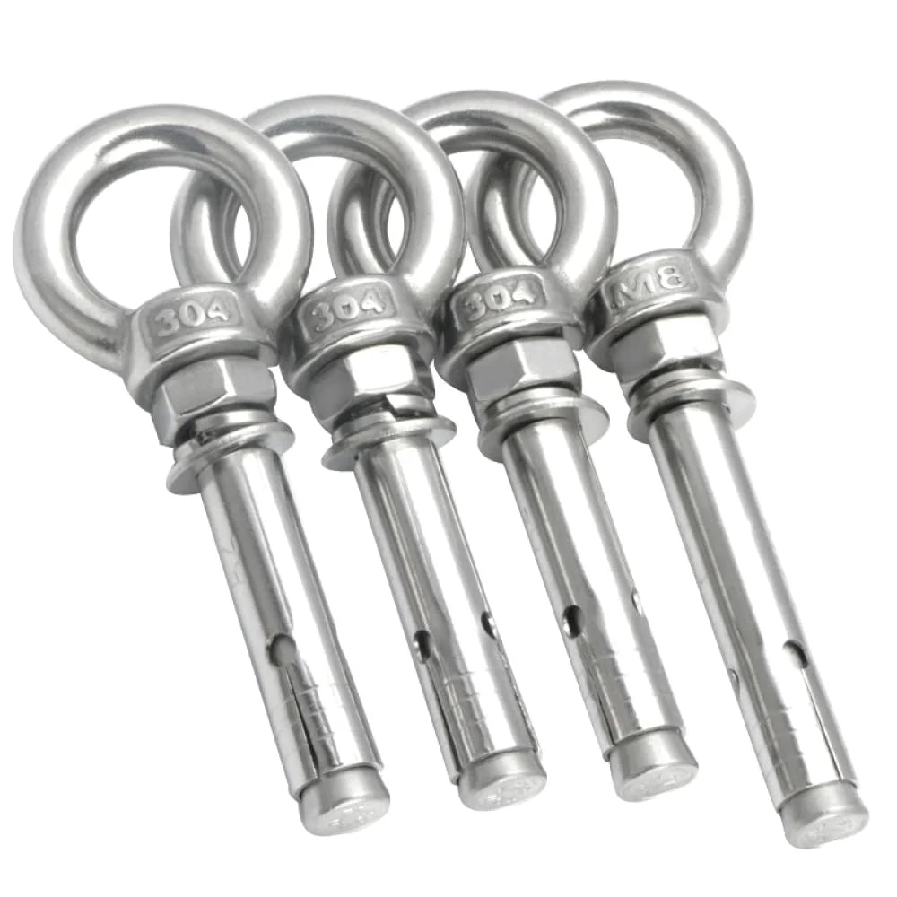 304 Stainless Steel M6x80mm 4pcs Eye Bolt V3125