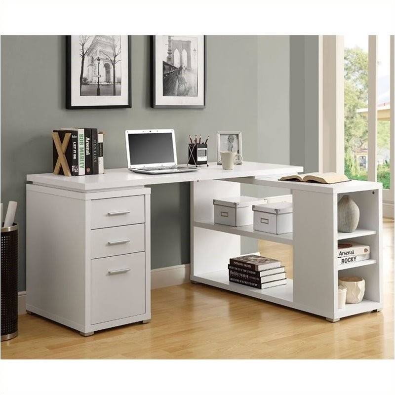 White L Shaped Computer Desk M916
