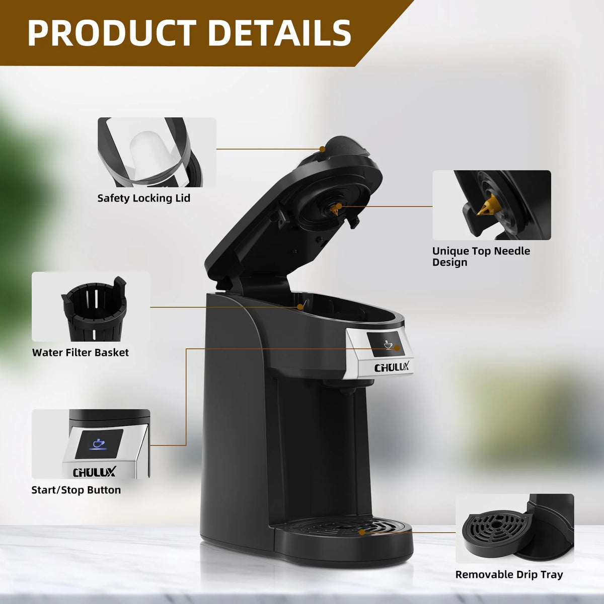 Single Serve Coffee Maker for K Cup & Ground Coffee Y172928