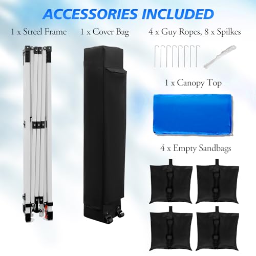 Blue 10x10ft Pop up Canopy Tent with Roller Bag B7204