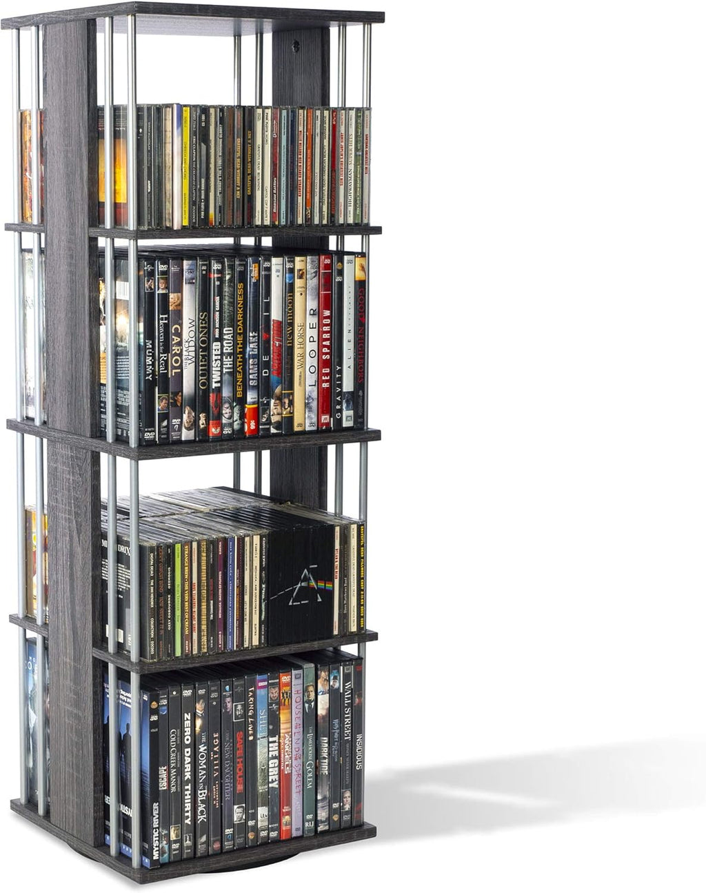 Espresso 4 Fixed Shelves Media Storage Spinner J26061
