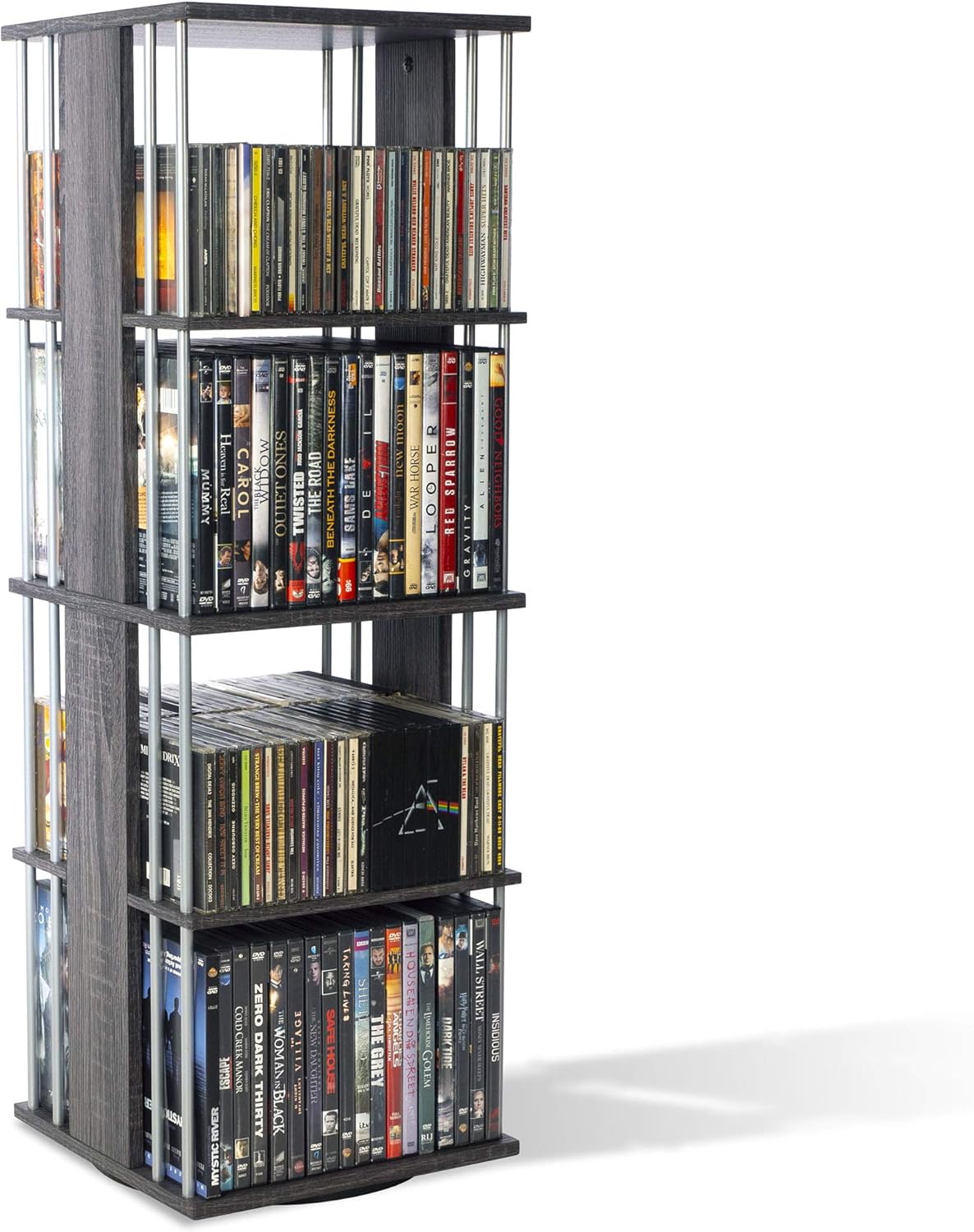 Espresso 4 Fixed Shelves Media Storage Spinner J26061