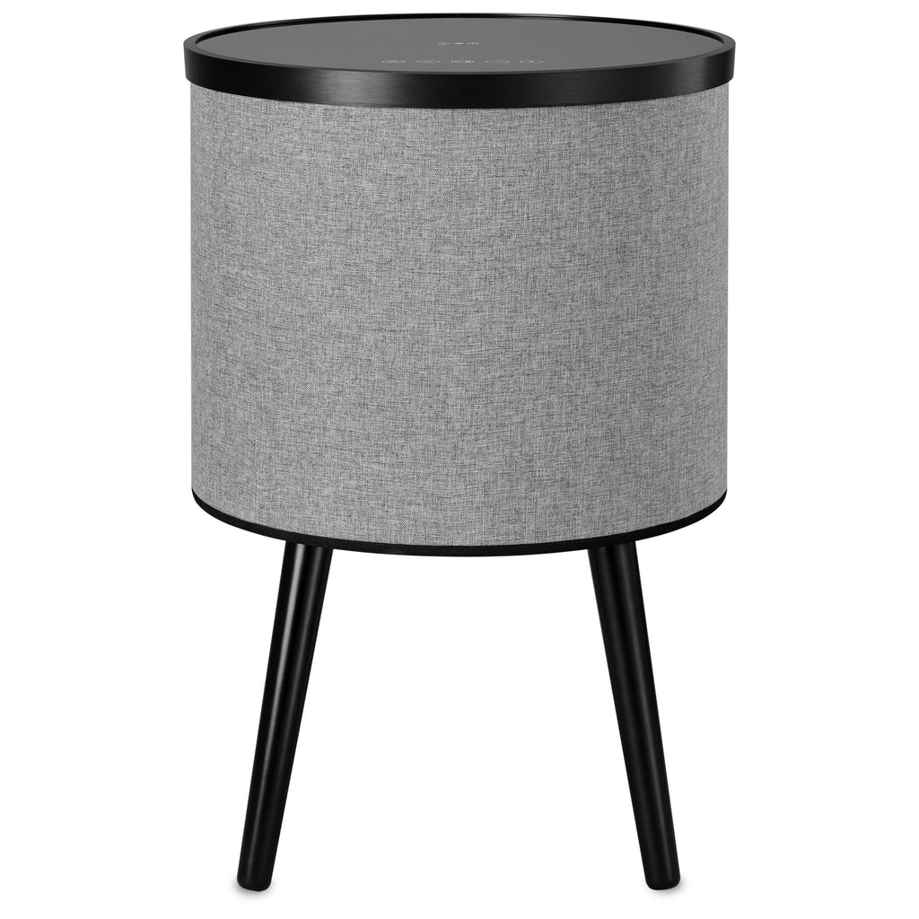 Round Bluetooth Speaker End Table with Wireless Charging, Gray O86936