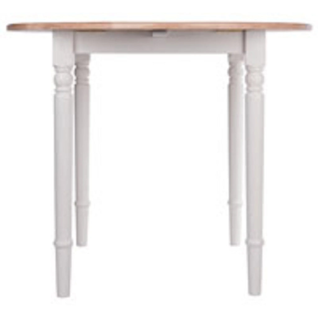 Beige and White Round Drop Leaf Table W89386