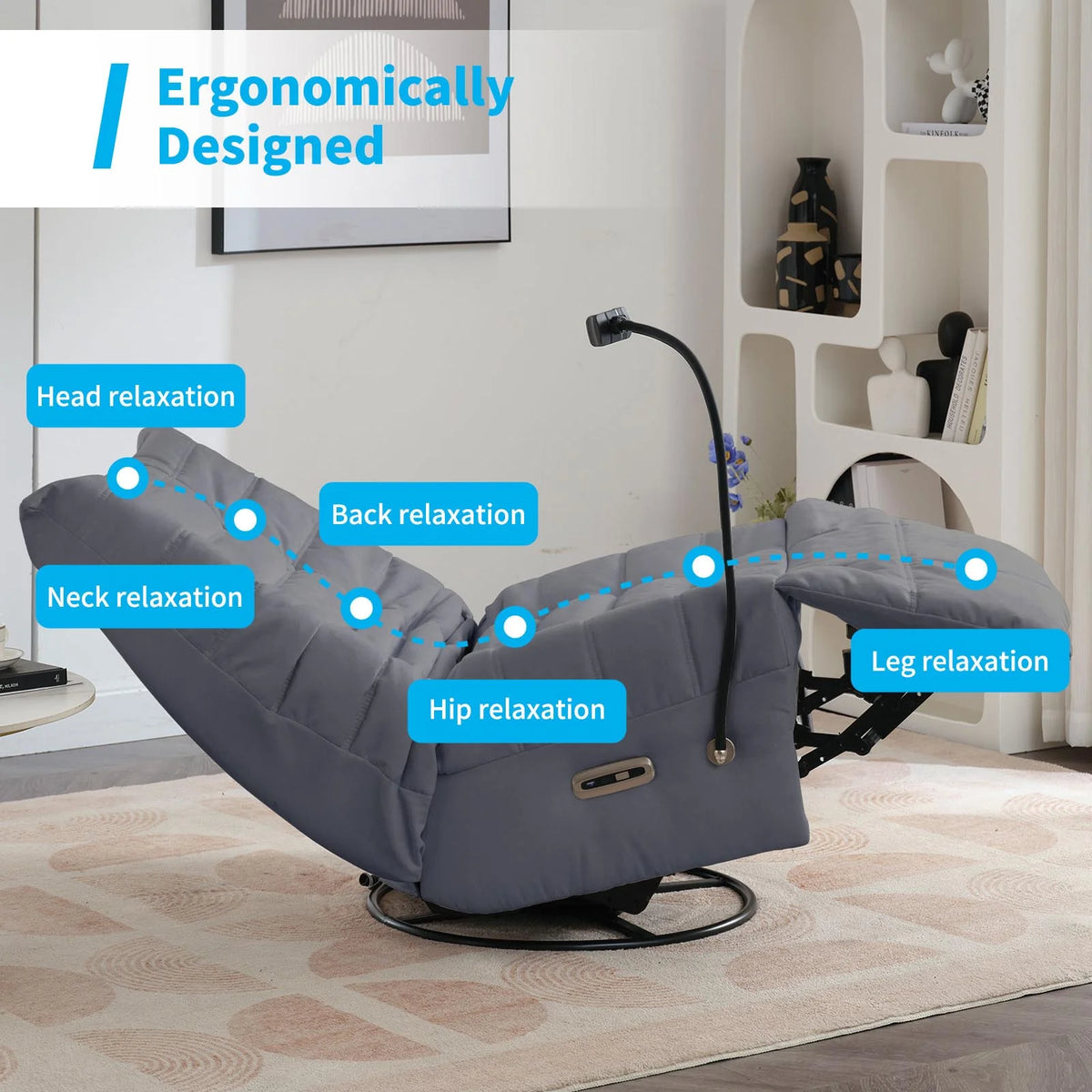 Oversized Swivel Recliner Chair with Voice Control H47462