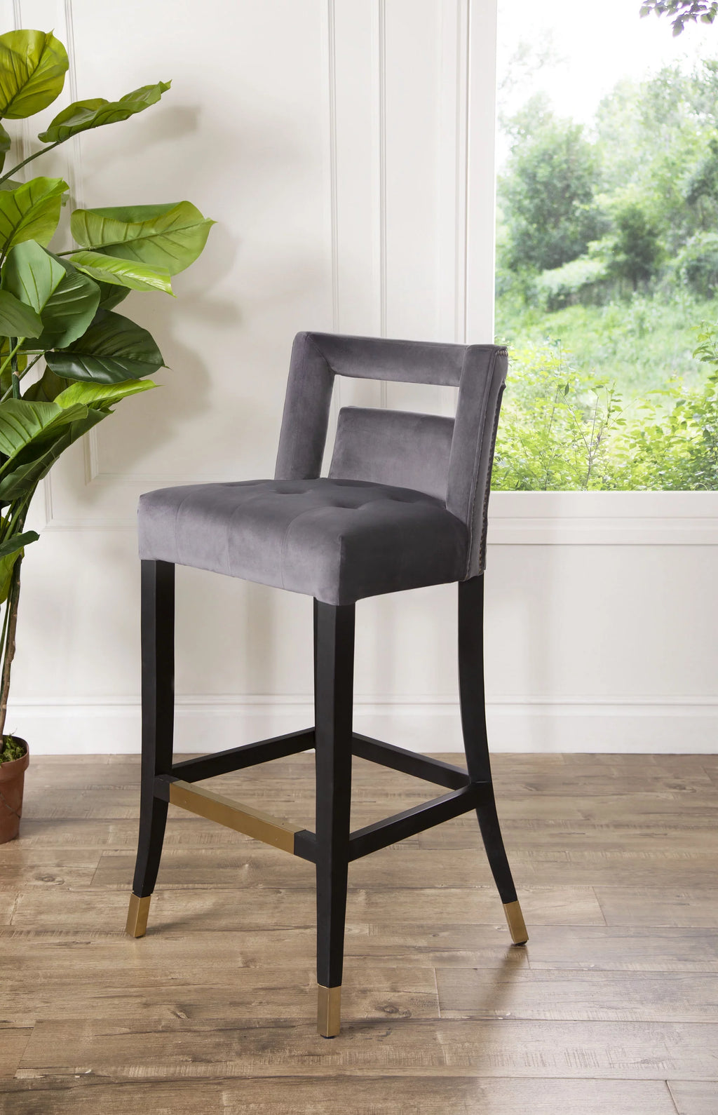 Grey Velvet Bar Stool V158890