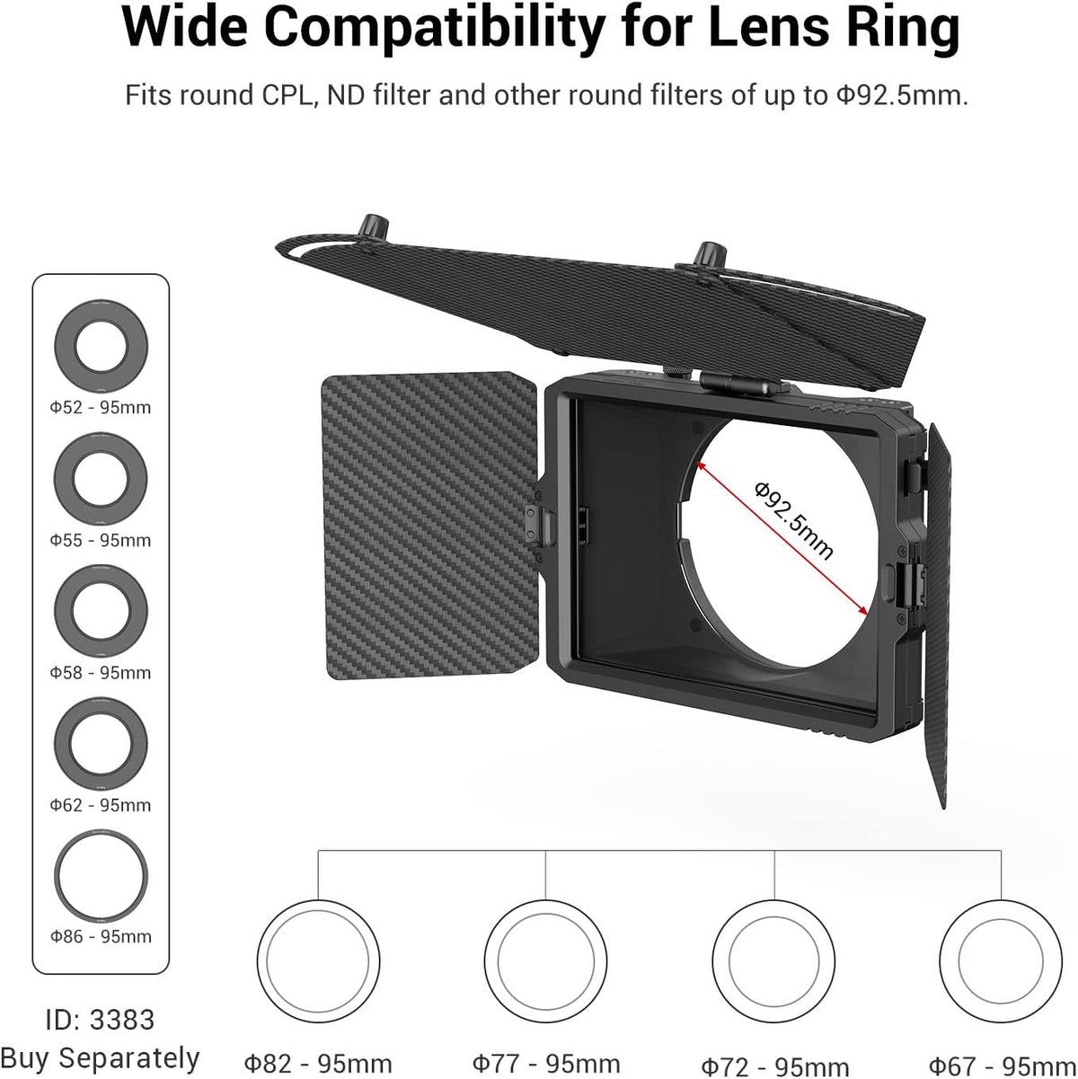 Mini Matte Box Pro with 4 x 5.65 Filter Trays and Adapter Ring M694