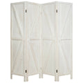 4 Panels Folding Wooden Room Divider White T669