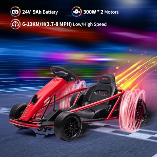 24V 9Ah Battery 300W*2 Motors 8MPH Drifting Go Kart White M7151