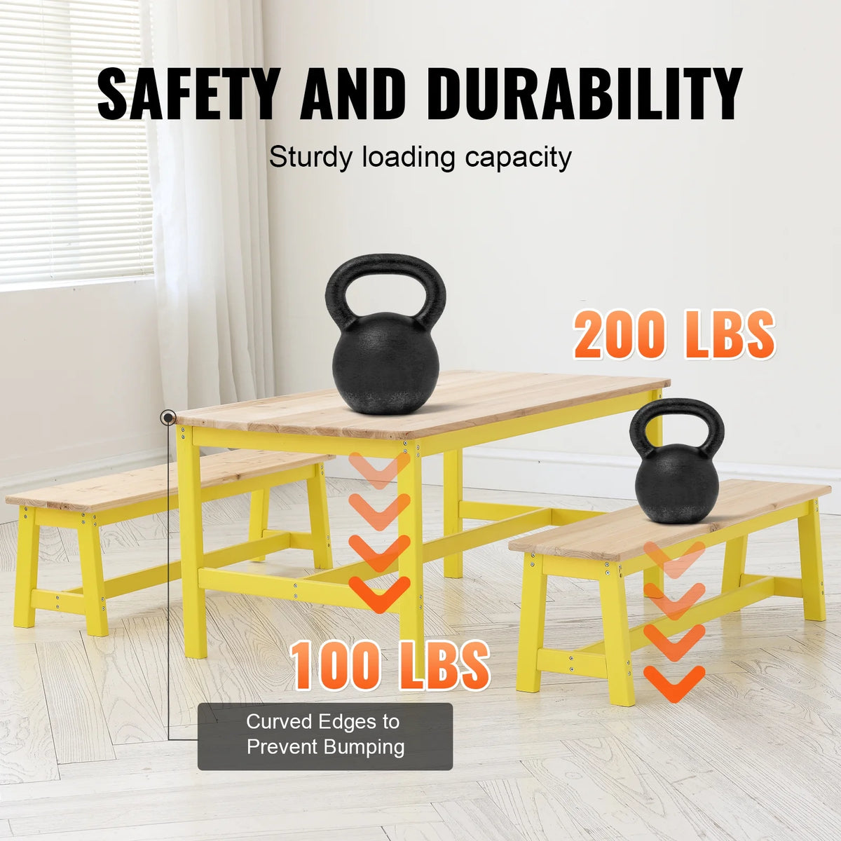Kids Table and Bench Set of 3 V599