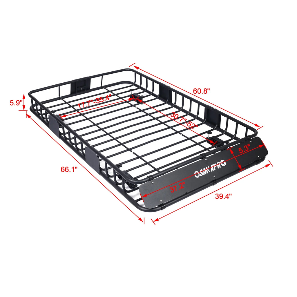 Black Steel Roof Rack Cargo Carrier Basket G82519