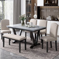 6-piece Dining Table with 4 Chairs & 1 Bench, White E52212