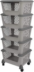 Gray 5 Tiers Stacking Basket with Wheels J97615