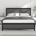 Twin Bed Frame with Upholstered Linen Headboard and Footboard P65328