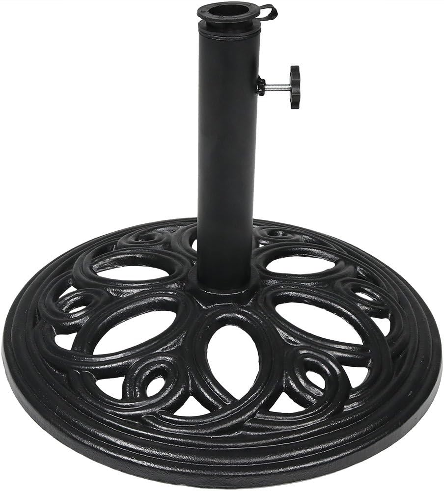 Black Cast Iron Patio Umbrella Base Stand P61685