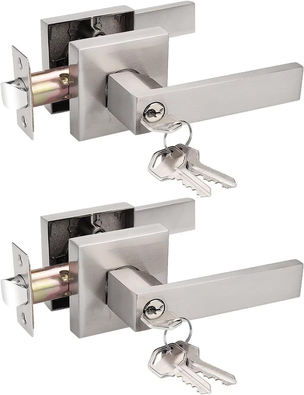 Pack of 10 Square Non-Turning Door Lever with Satin Nickel Finish J903