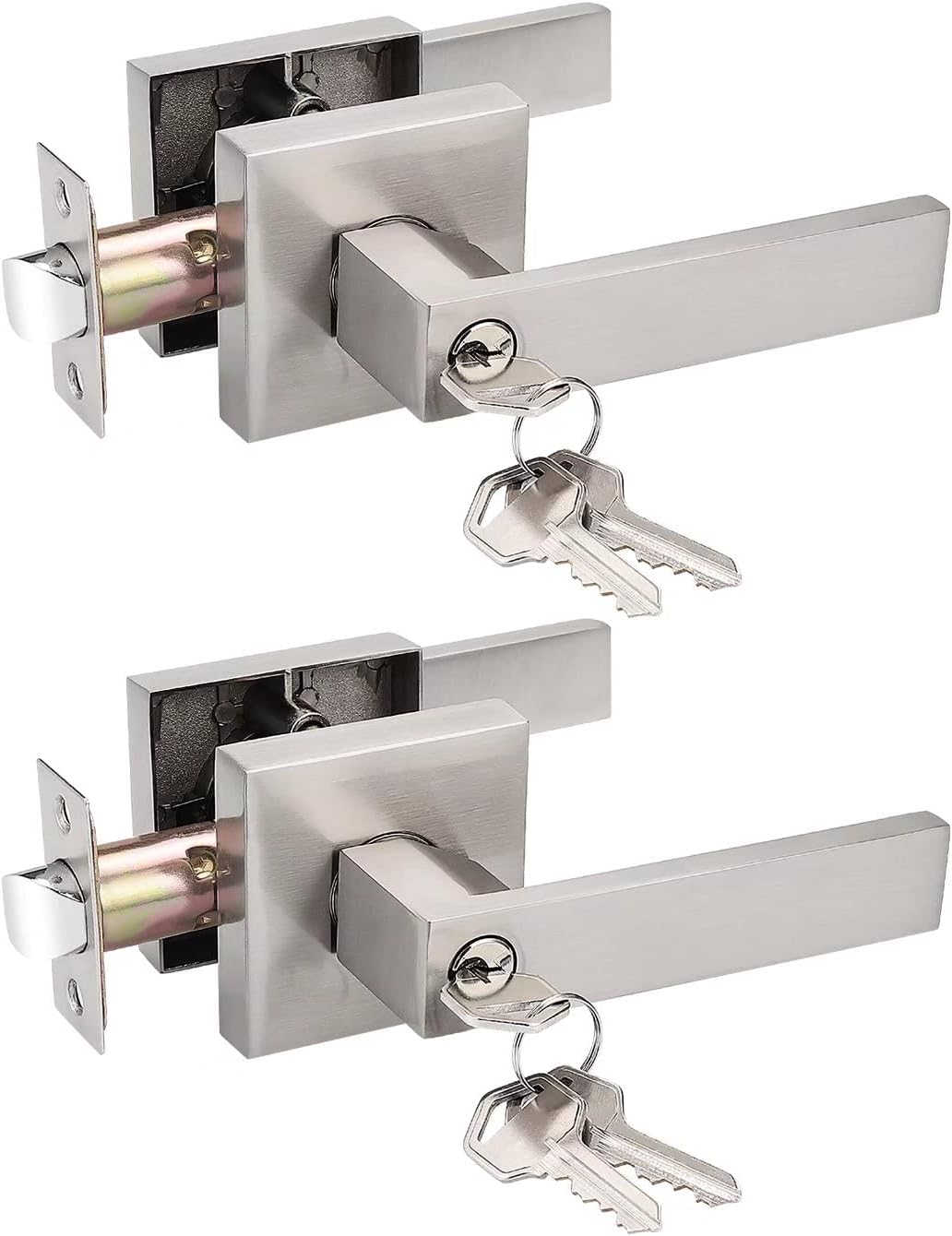Pack of 10 Square Non-Turning Door Lever with Satin Nickel Finish J903