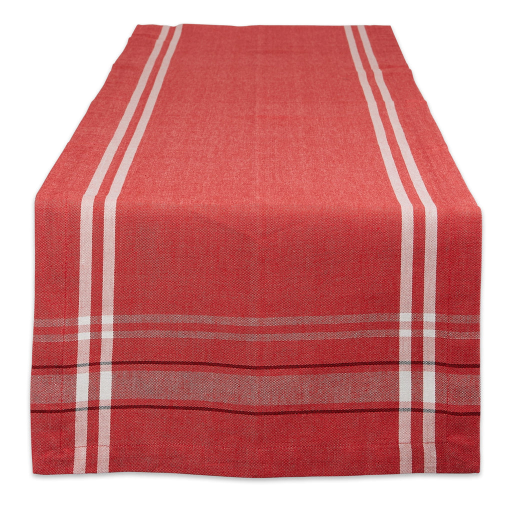 14" x 108" Red and White Chambray Table Runner E564463
