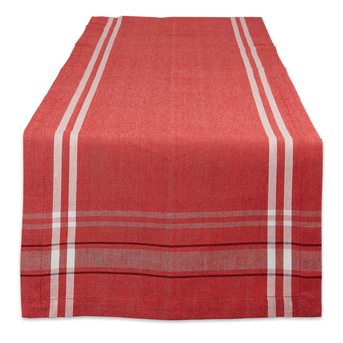 14" x 108" Red and White Chambray Table Runner E564463