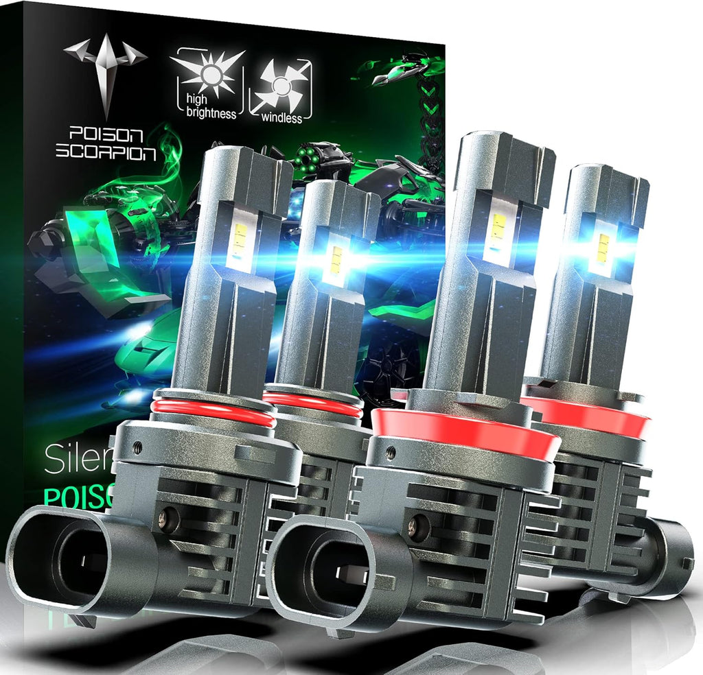 24000LM Fanless LED Headlight Bulbs Combo, HB3 HB4 6500K Cool White, Pack of 2 V465