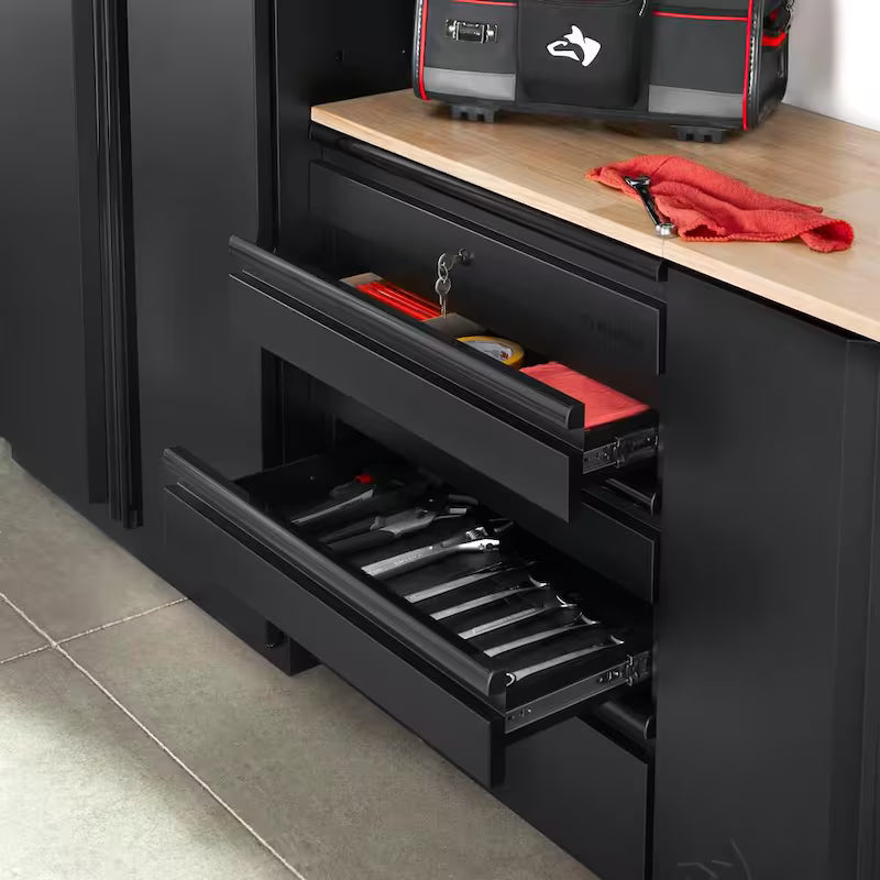 Heavy Duty 18-Gauge Steel 5-Drawer Black Garage Base Cabinet L4911