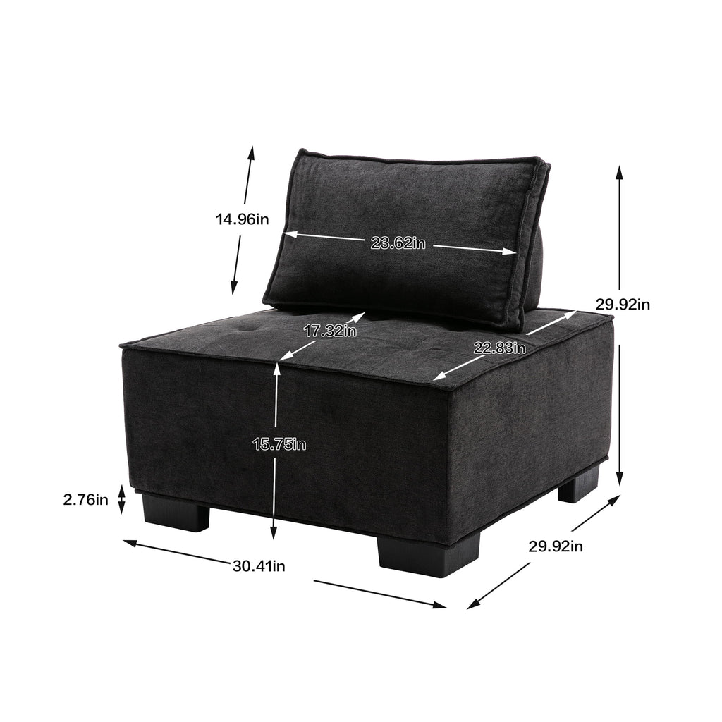 Black Ottoman Barrel Chair U113
