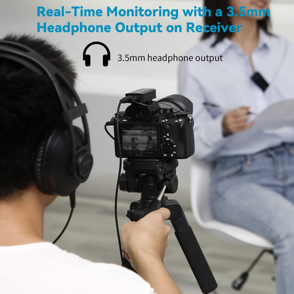 Wireless Lavalier Microphone for Camera DSLR Camcorder 2.4GHz Dual Channel Lapel Mic U235475