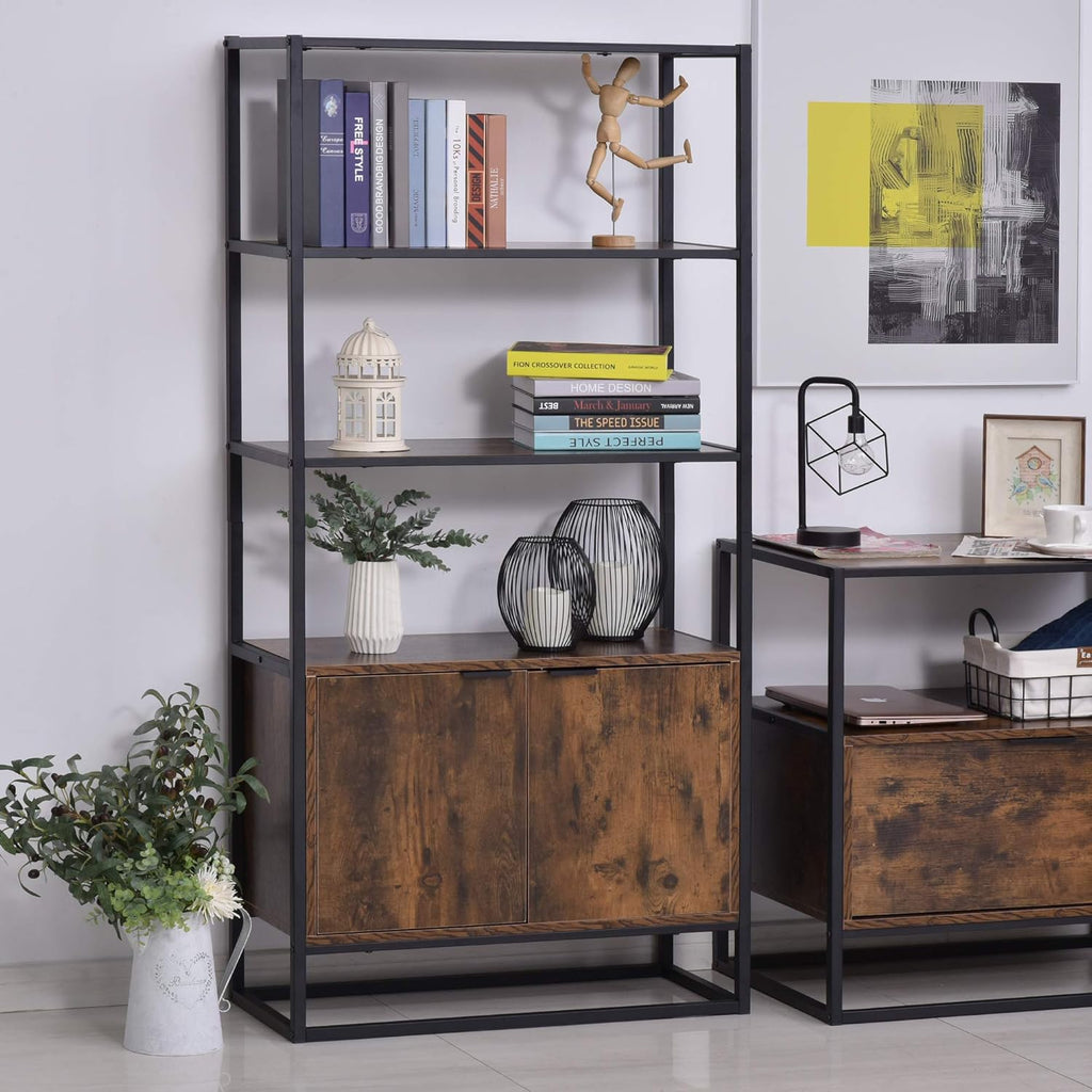 Brown Storage Cabinet with 3 Open Shelves F1572