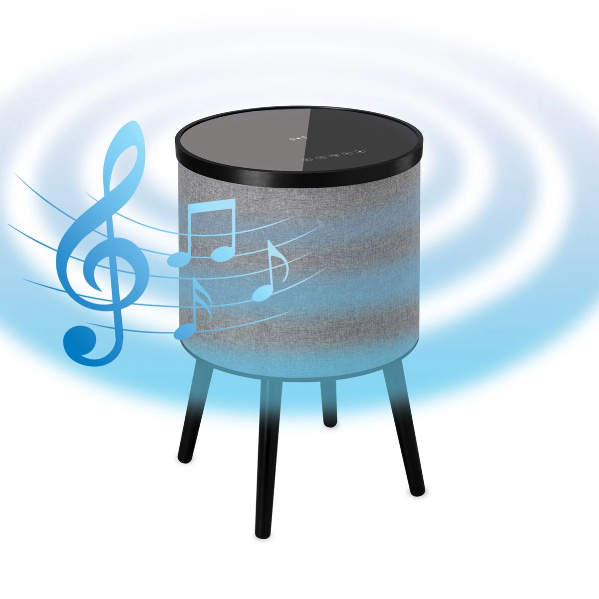 Round Bluetooth Speaker End Table with Wireless Charging, Gray O86936