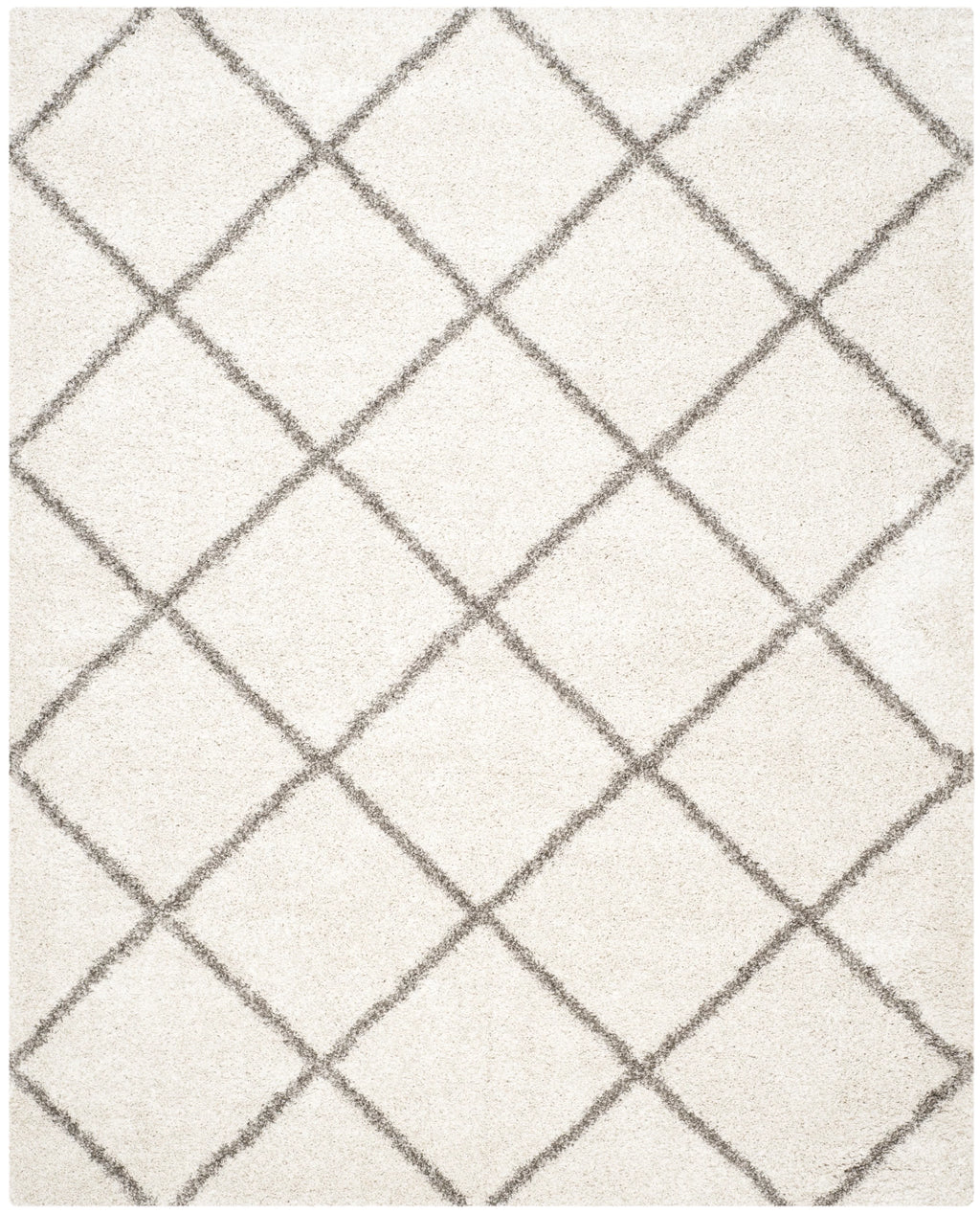 Ivory Grey Geometric Shag Area Rug 11' x 15' W47540