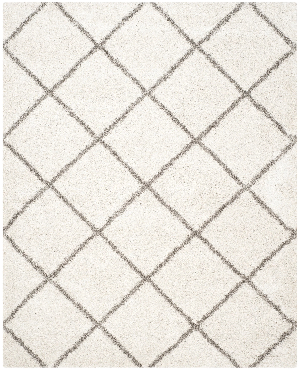 Ivory Grey Geometric Shag Area Rug 11' x 15' W47540