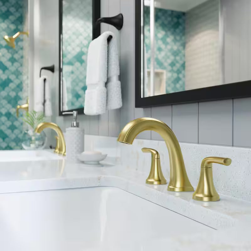 8 in. Widespread Double Handle Bathroom Faucet Brushed Gold H386