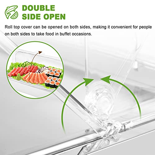 Ice Food Serving Display Tray with Clear Roll Top Cover and 2 Ice Packs Y61156