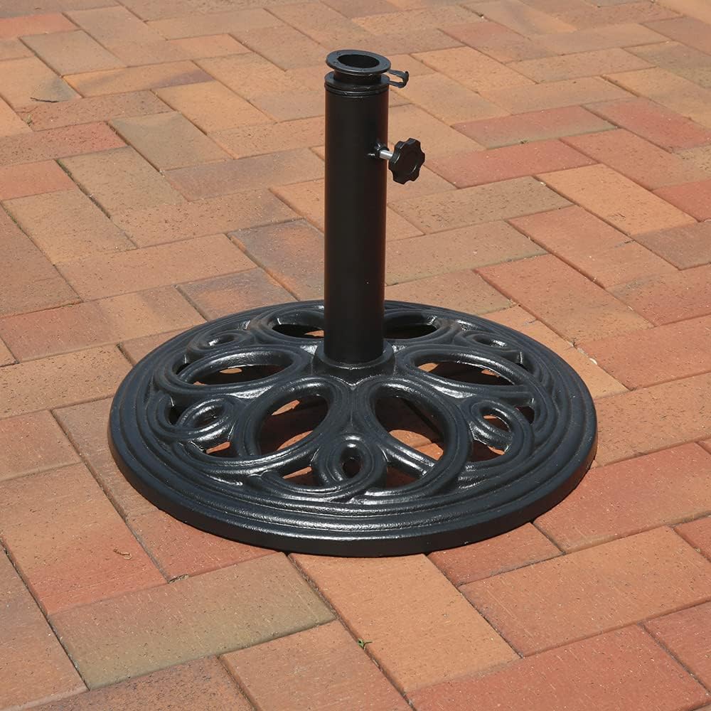 Black Cast Iron Patio Umbrella Base Stand P61685
