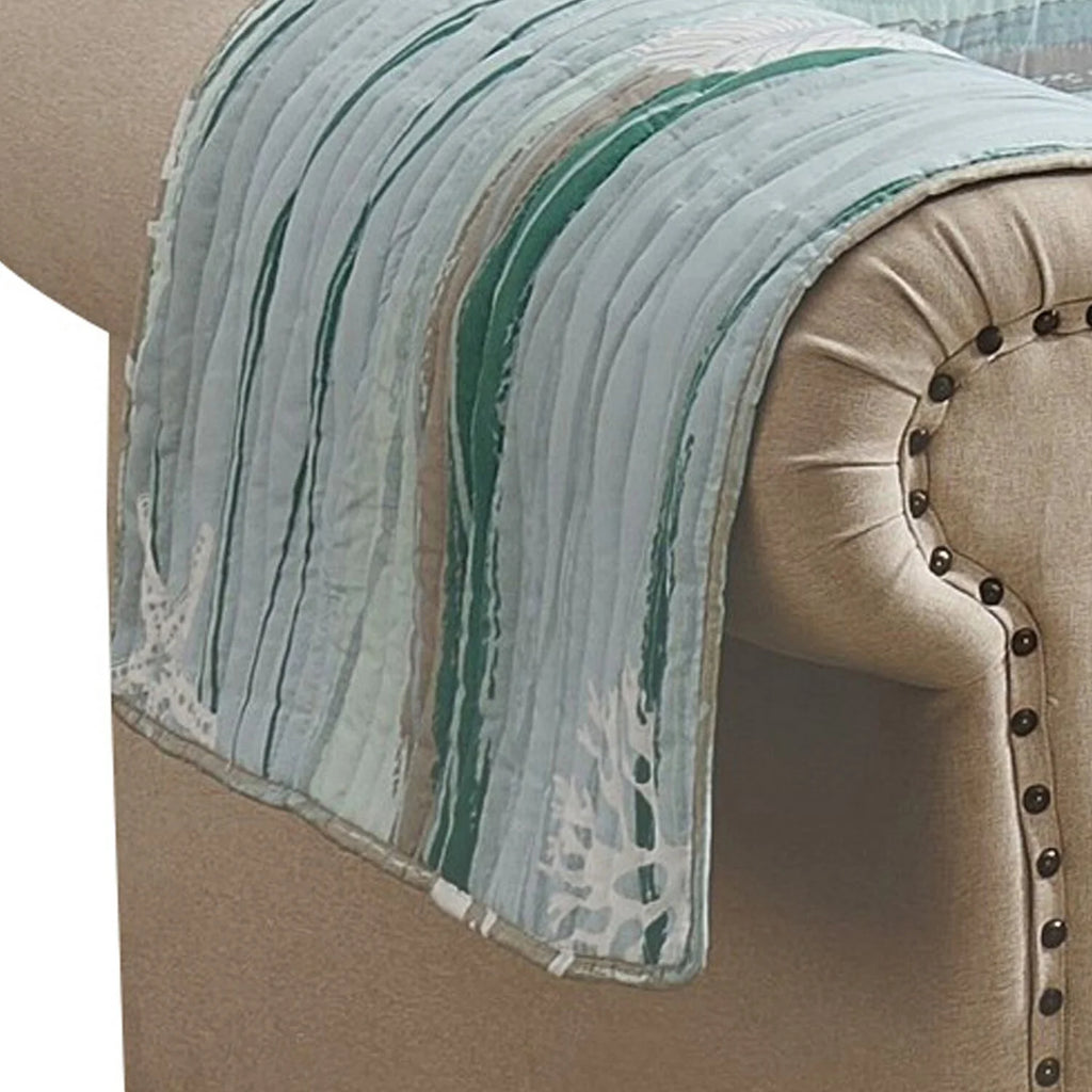 Ocean Wave Print & Quilting Loveseat Cover A8020