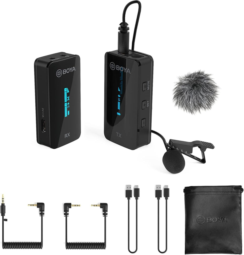 Wireless Lavalier Microphone for Camera DSLR Camcorder 2.4GHz Dual Channel Lapel Mic U235475