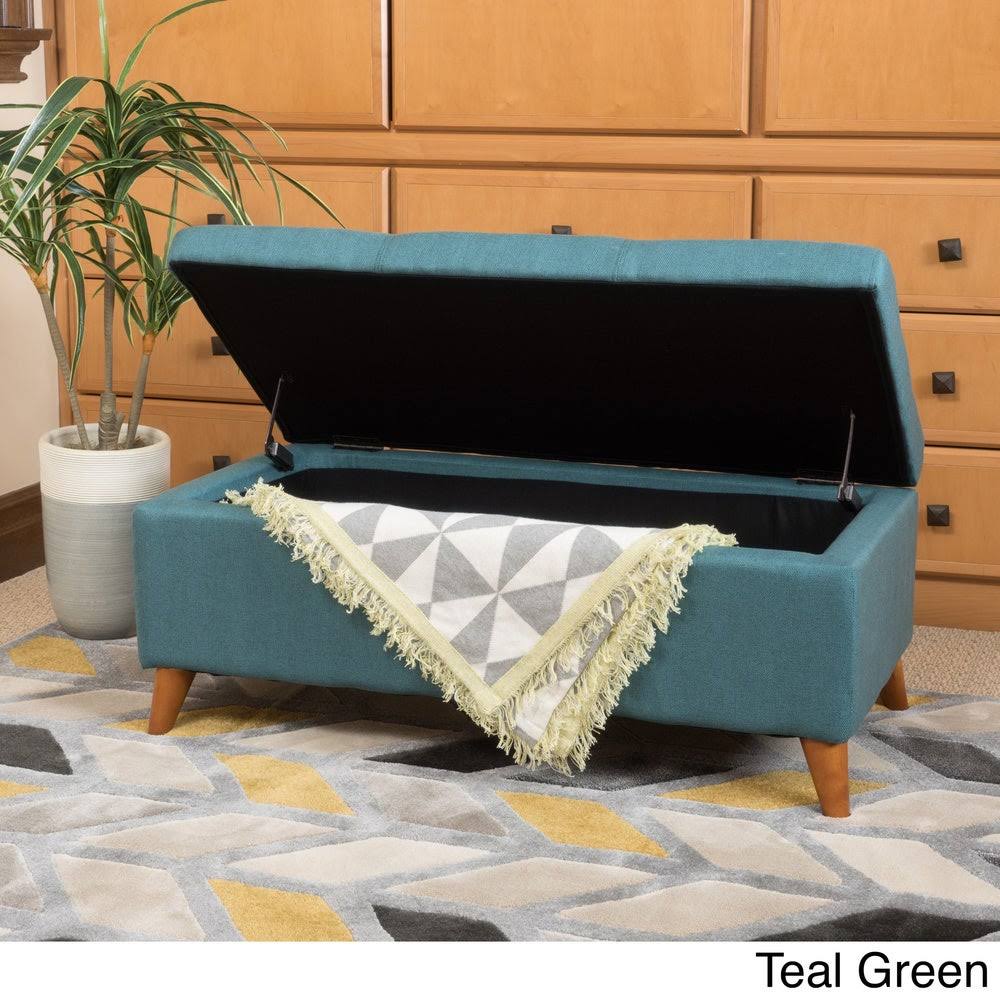 Light Blue Storage Ottoman Bench Q4978