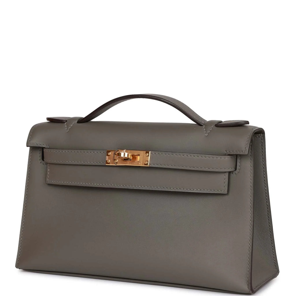 Kelly Pochette Gris Meyer Swift Gold Hardware V56424