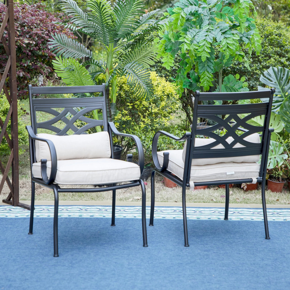 7-Piece Metal Outdoor Dining Set with Cushioned Armchairs Y290