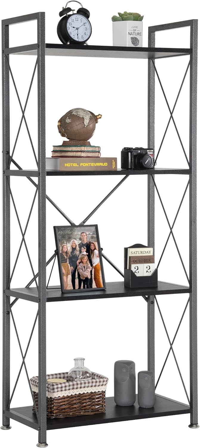 5 Tier Rustic Wood and Metal Bookshelf V900