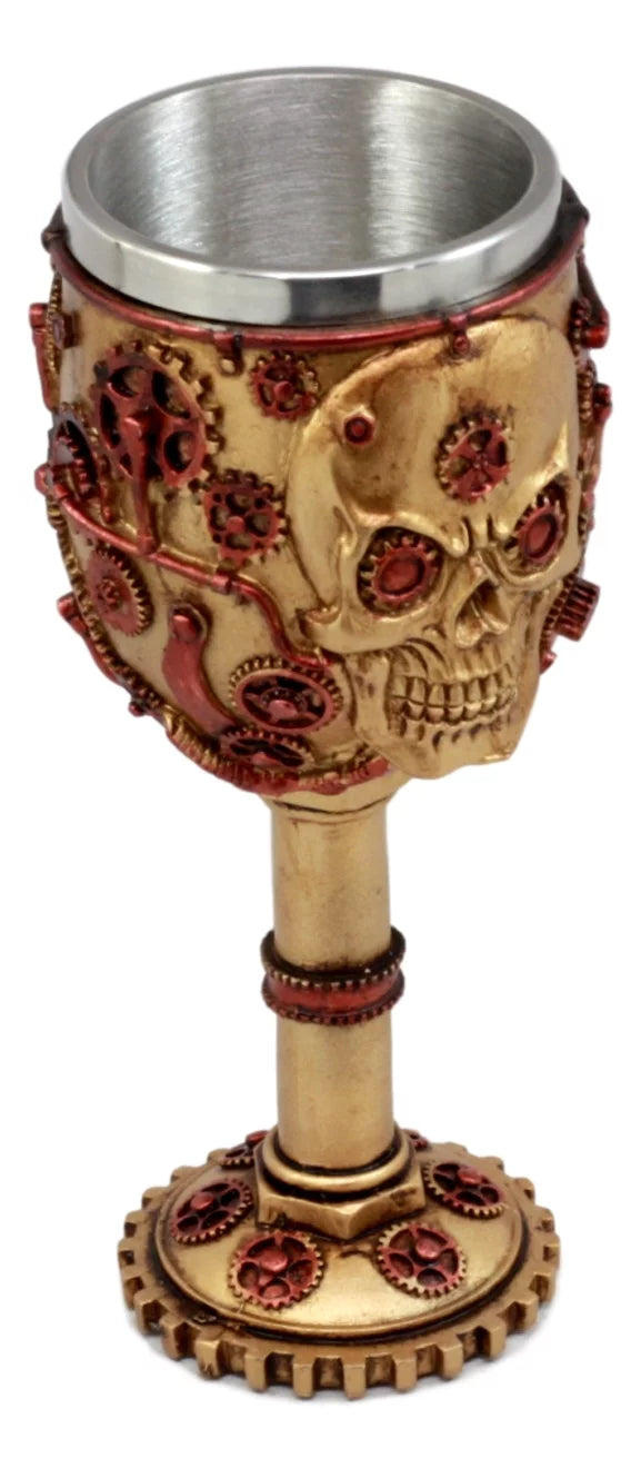 Steampunk Skull Face Wine Goblet 6oz I5994