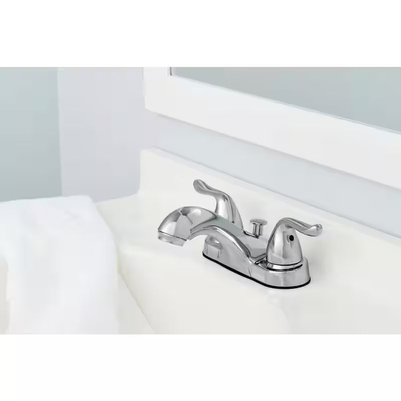4 in. Centerset Double-Handle Low-Arc Bathroom Faucet Polished Chrome 2-Pack R60449