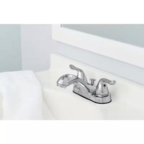 4 in. Centerset Double-Handle Low-Arc Bathroom Faucet Polished Chrome 2-Pack R60449