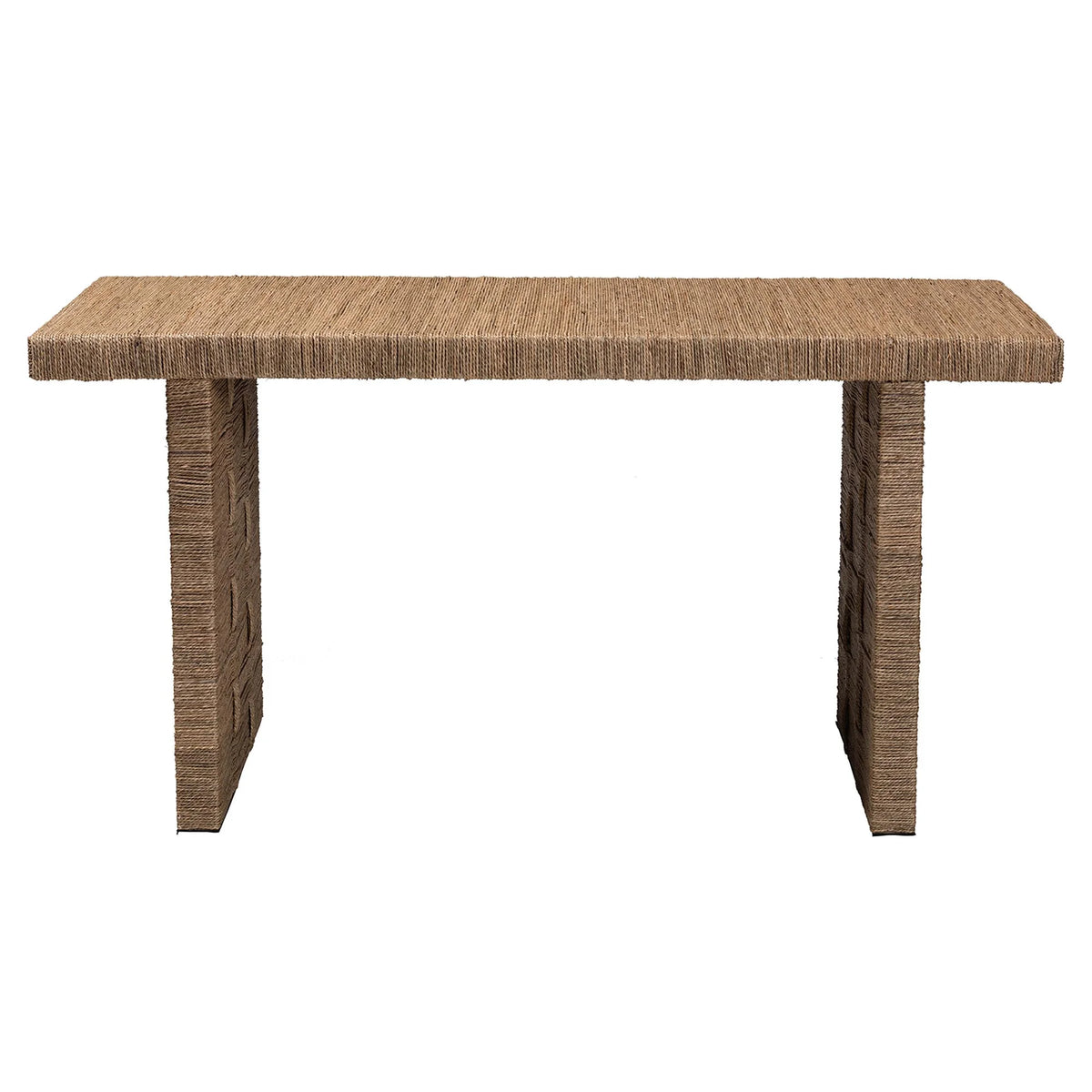 Natural Brown Seagrass and Wood Dining Table L28976