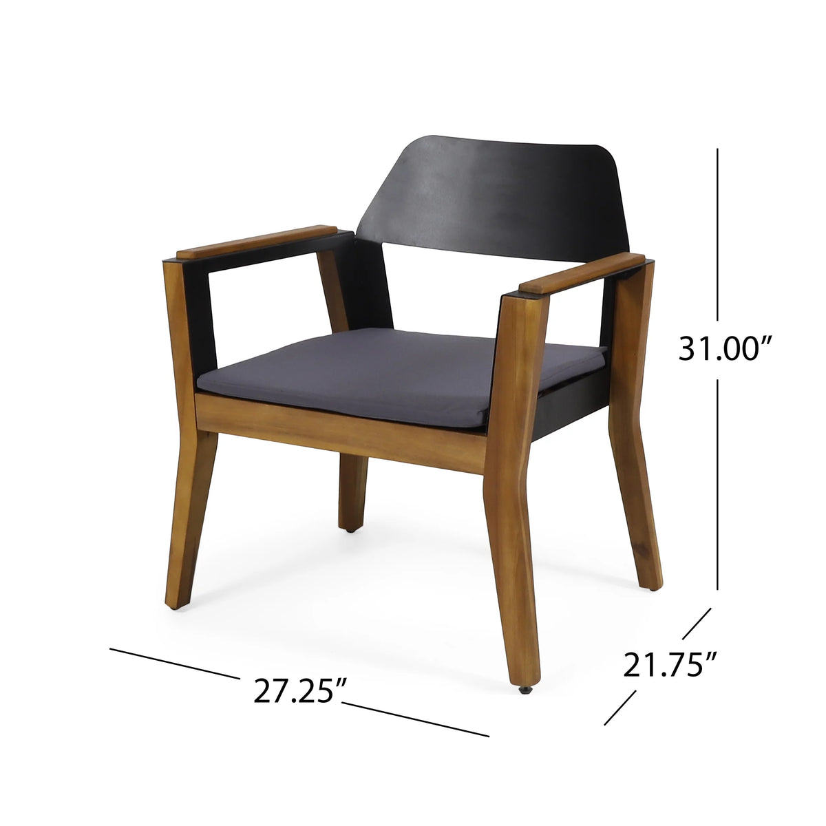 Acacia Wood Club Chairs with Cushion, Set of 4 V593