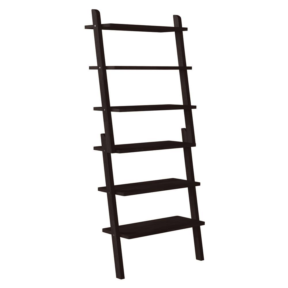 Dark Espresso Solid Wood 6-Shelf Bookcase B350