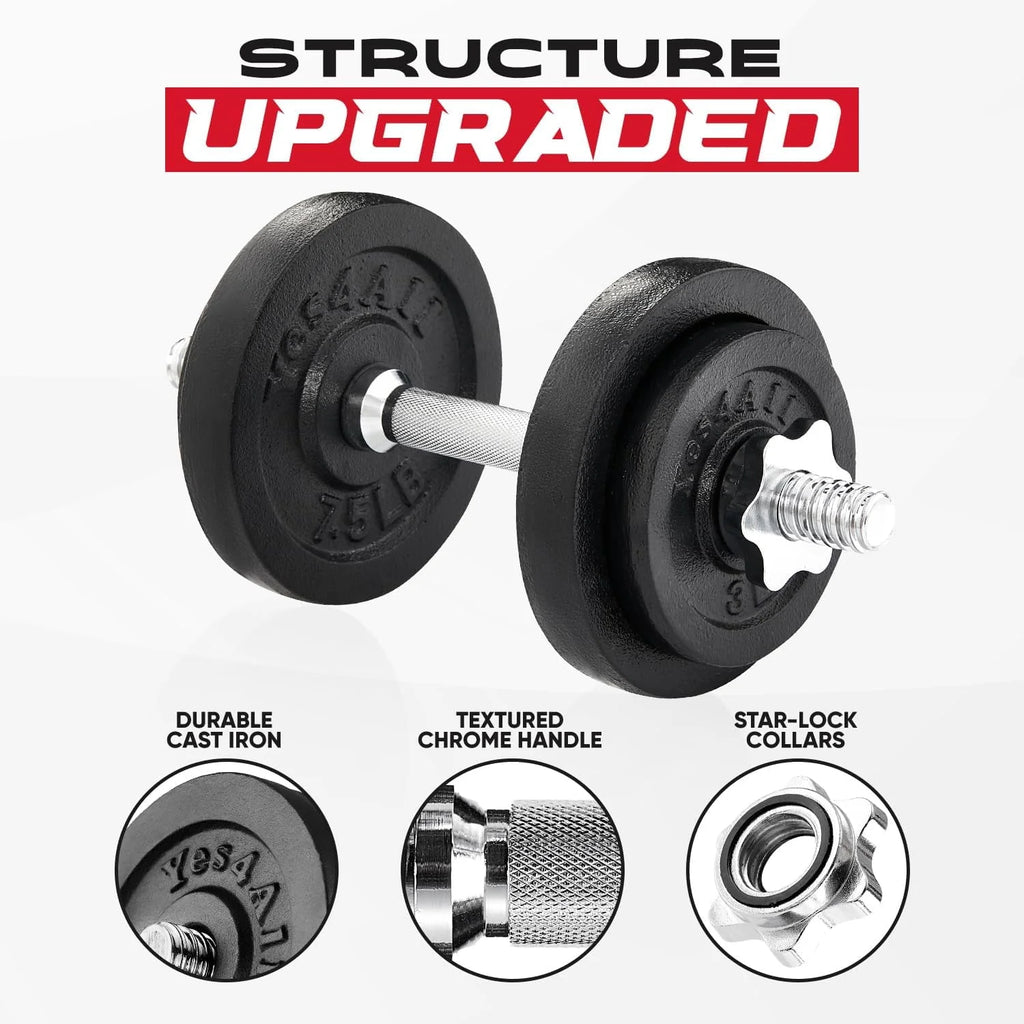 Adjustable 50 lbs Cast Iron Dumbbell Set D3581