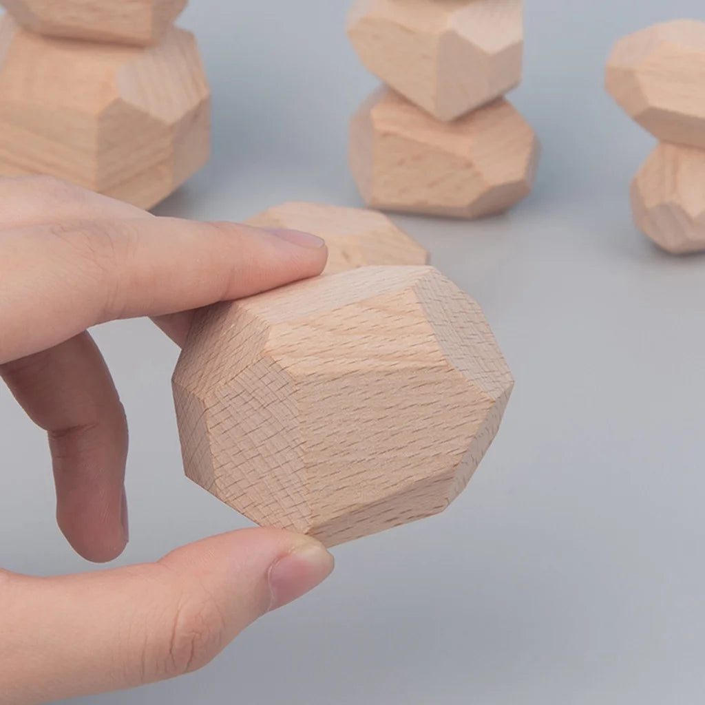Wooden Stone Building Block Stacking Game Rainbow Toy 5PC I347649