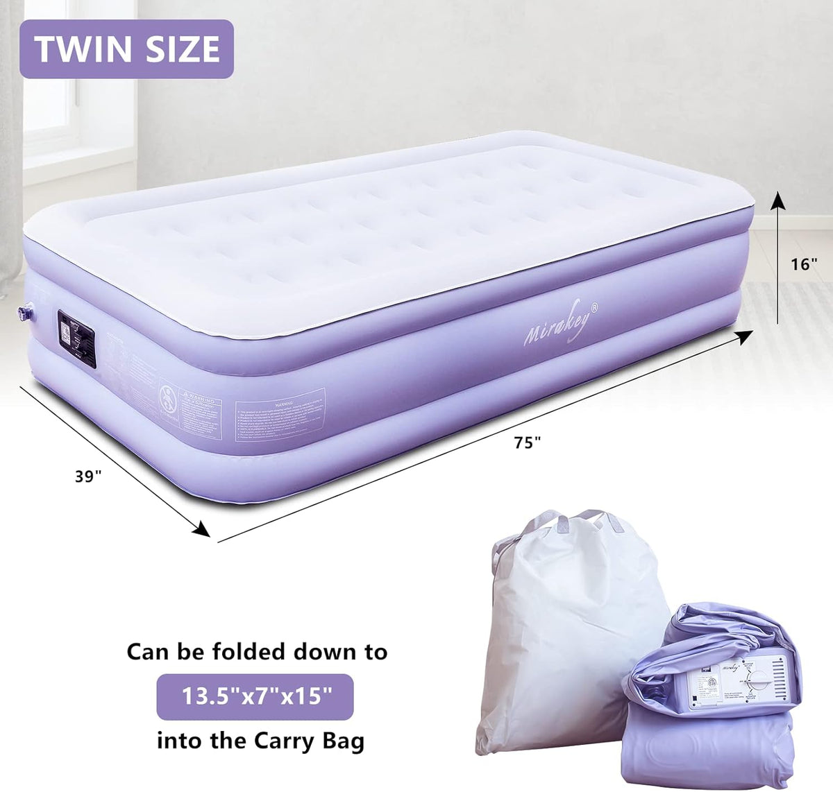 Light Blue Twin Air Mattress with Built in Pump, Pack of 2 O930